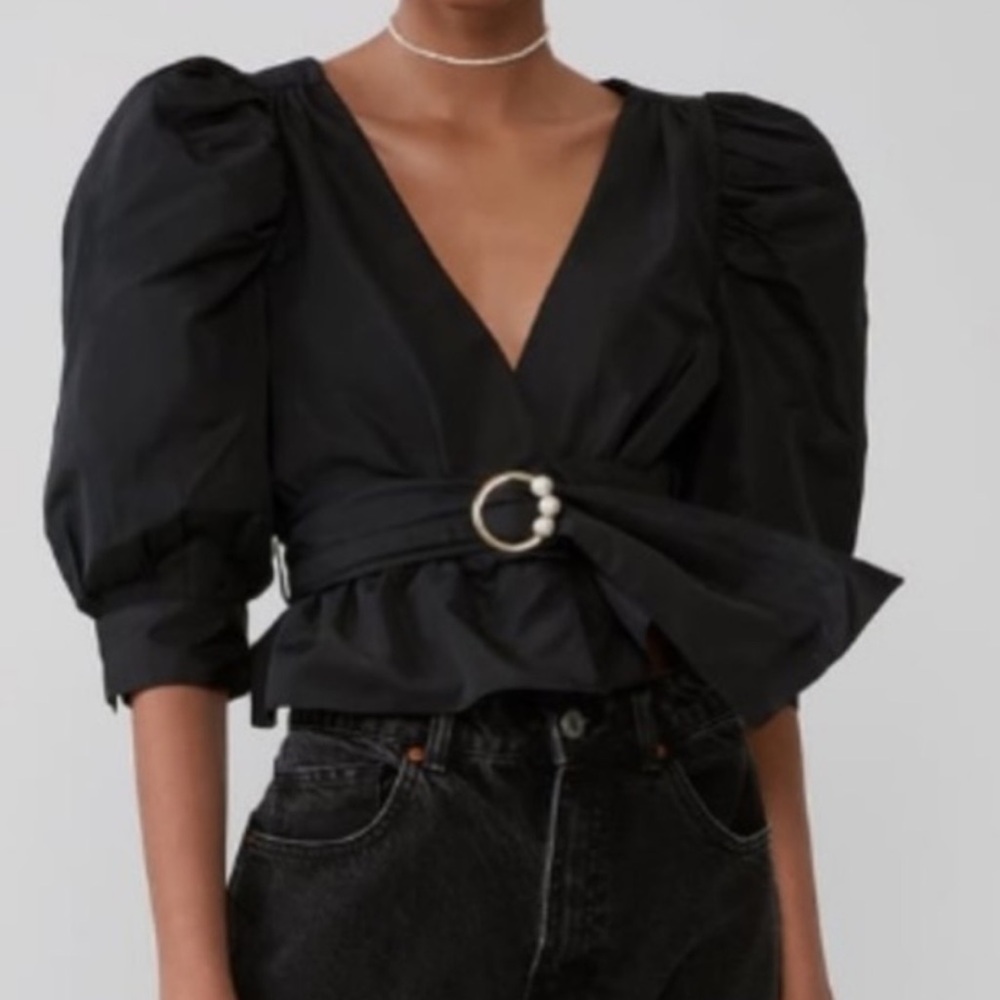 Zara Puff Sleeve Belted Top